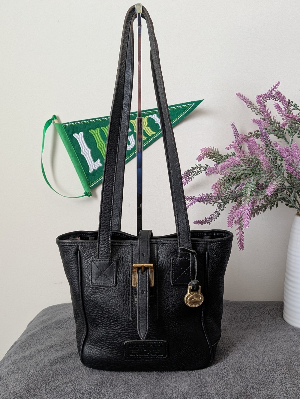 Vintage Dooney And Bourke Black Buckle Tote